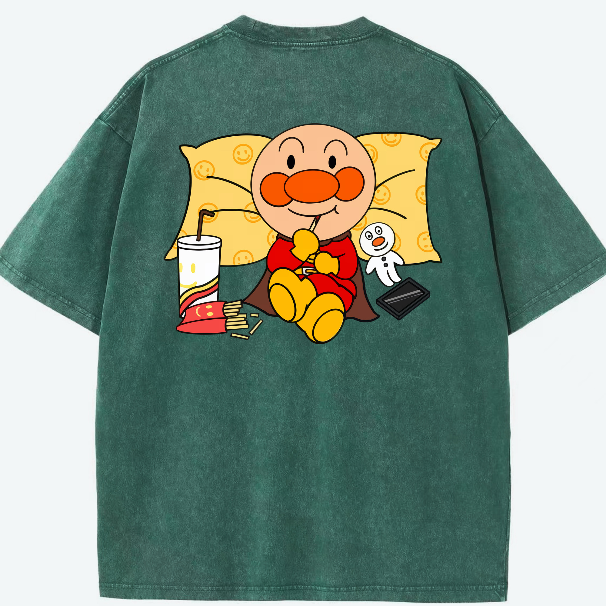 （画像用） アンパンマン Anpanman 綿100% ヴィンテージ風 半袖Tシャツ（背面プリント）